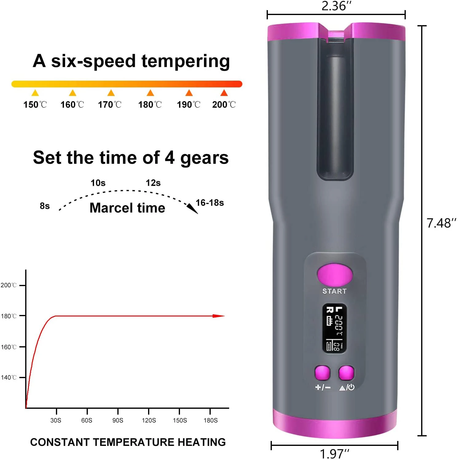 Беспроводные автоматическая волосы щипцы для завивки волос беспроводной USB