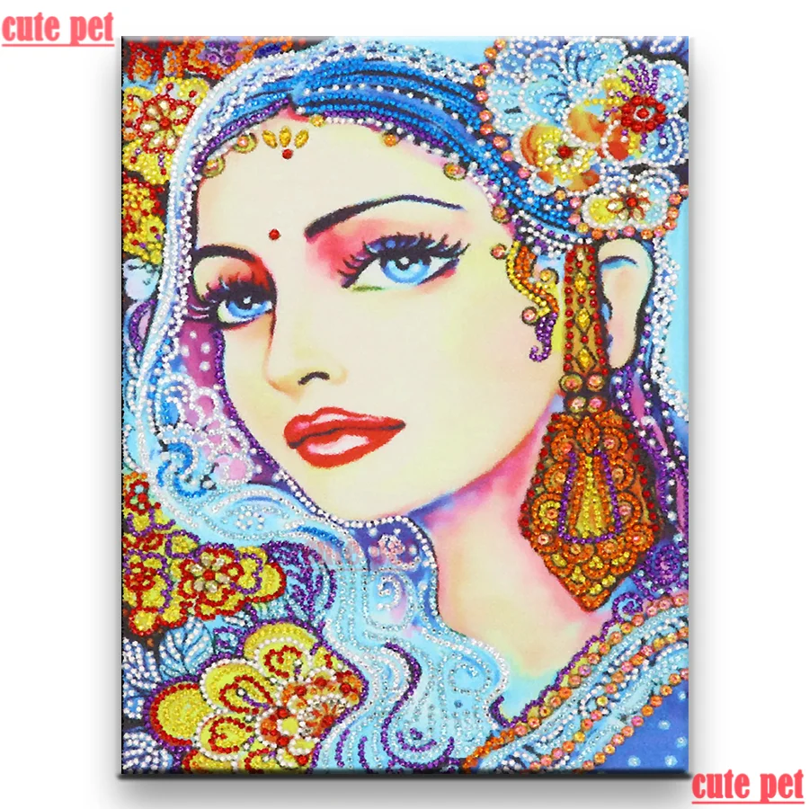 cute pet DIY Mosaic pretty Woman rhinestone pattern plant square round diamond cross stitch 5d Diamond Painting home decoration