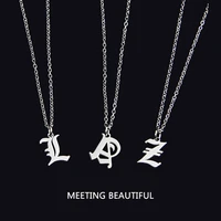 new simple style 26 english letters gothic fashion couple necklace long sweater chain hip hop party jewelry gift