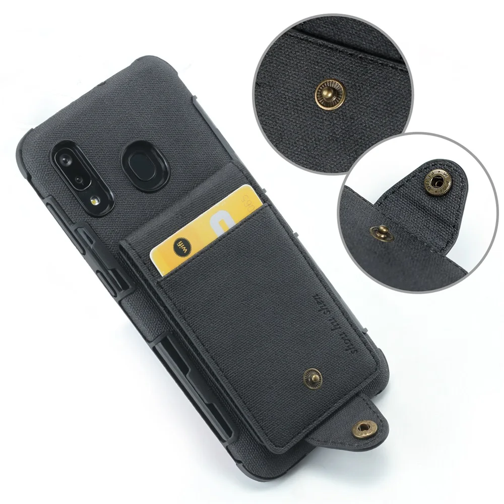 A505 Canvas Shockproof Case for Samsung m10 m20 m30 A10 A20 A30 A50 A70 2019 Card Holder Wallet Flip Silicone Cover Buckle Funda |