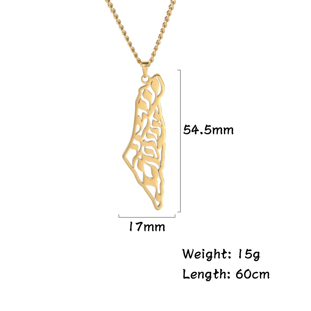 

Unift Hollow Israel and Palestine Map Necklace Stainless Steel Pendant Men Women Accessories Fashion Jewelry Gold Silver Color