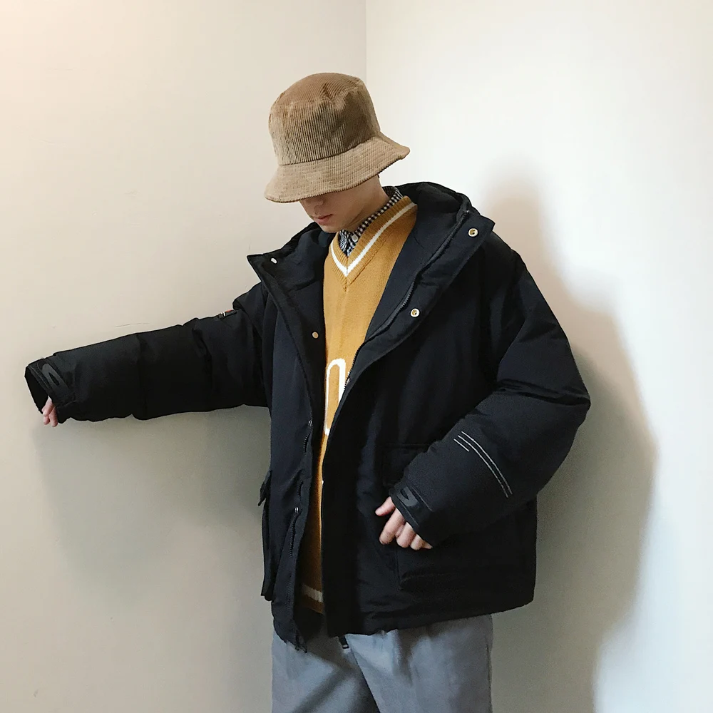 

New Men's Cotton Clothes Men's Korean Edition Trend Winter Jacket Ins Overheated Loose Hat Cotton Clothes