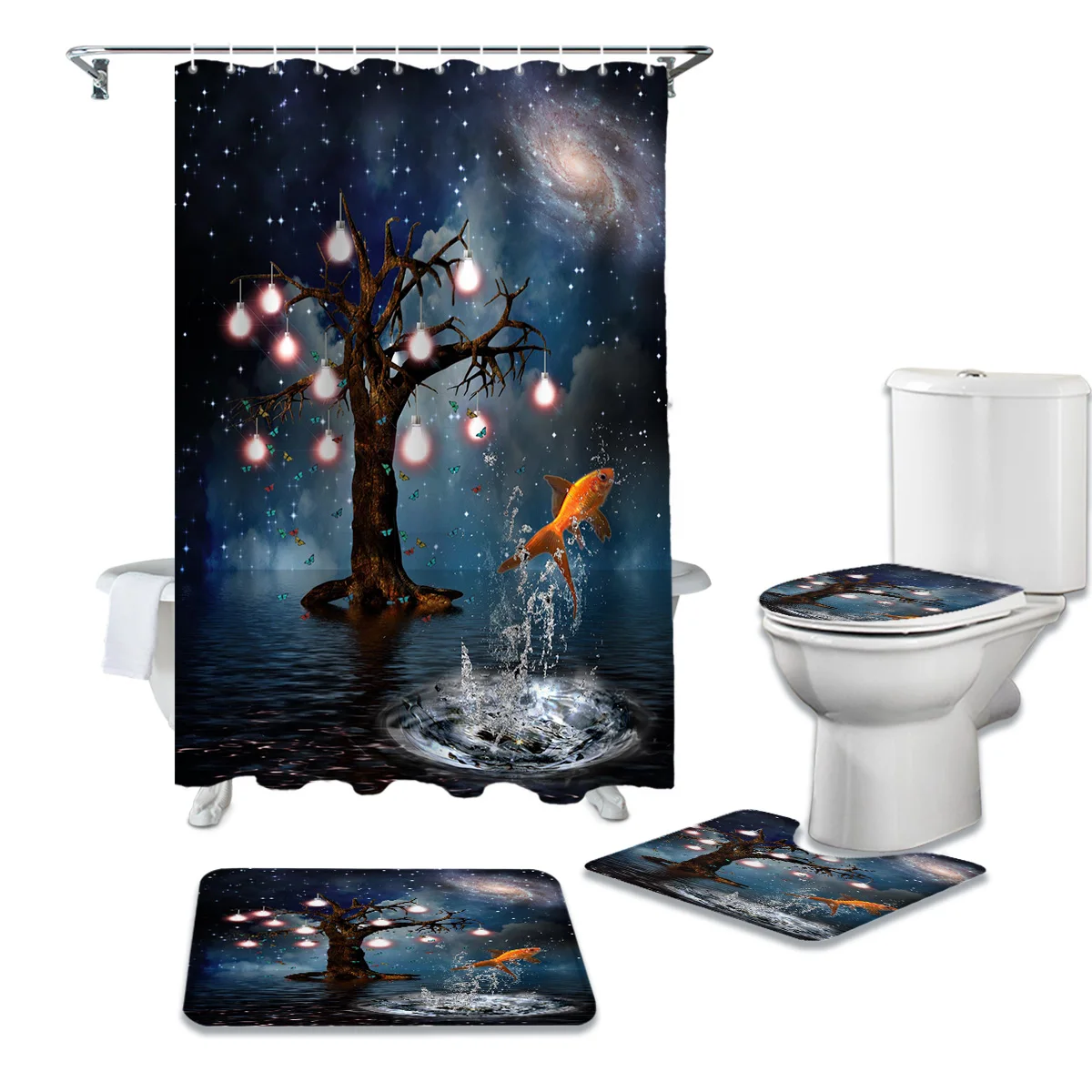 Молочный Путь Звезды дерево лампа в виде карпа прочный водонепроницаемый Душ