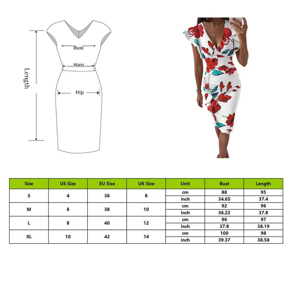 

Ladies Summer V-neck Slim-fit Pleated Ruffle Dress Waist Mini Party Beach Dress 2021 New Fashion Sexy Women's Clothing