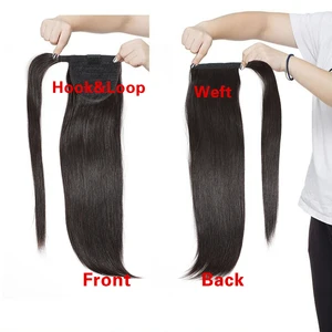 Длинный перуанский конский хвост для наращивания натуральных волос, прямой шиньон Реми, Волшебная накладка на зажим для конского хвоста для женщин