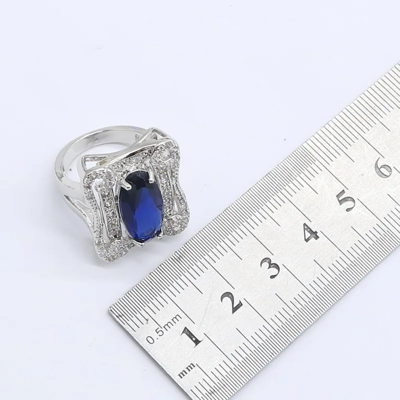 Женский комплект свадебных украшений с голубым сапфиром белый топаз из