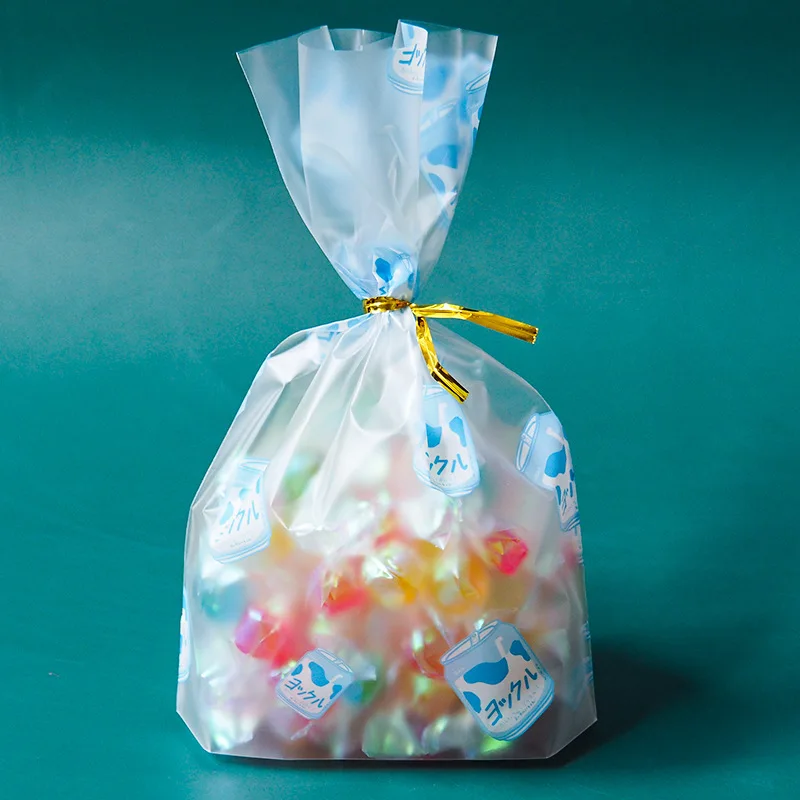 

50pcs Plastic Gifts Packaging Bag Bakery Cookies Pouches Biscuit Candy Popcorn Bags for Birthday Wedding Bag + Wire Ties