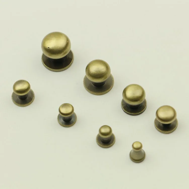 brushantiquebrass 10 шт., круглые винтовые шпильки, металлические пряжки, кнопки, заклепки для ногтей, кошелек, ремень, застежка, сделай сам, кожаная сумка, аксессуары - Цвет: brushantiquebrass