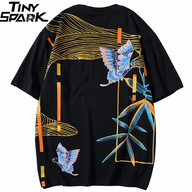 Футболка в стиле хип хоп для мужчин уличная китайская футболка с бабочкой летняя