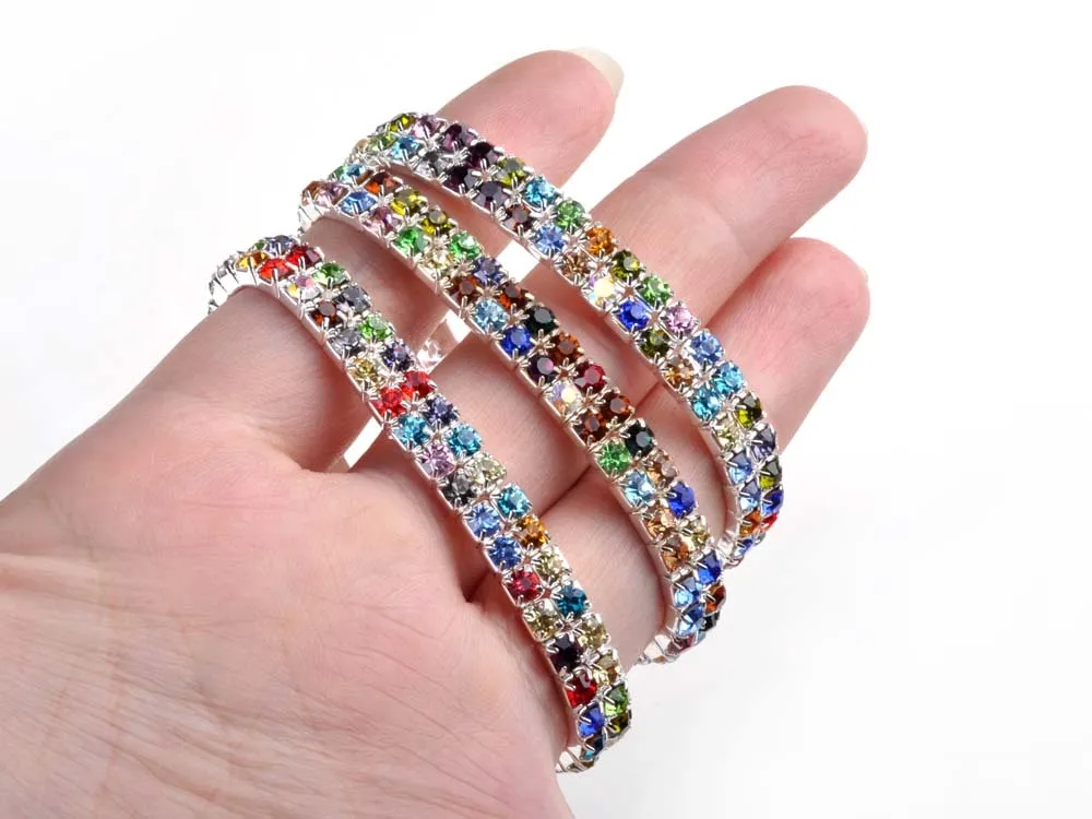 Imixlot Горячая Мода 4/5/8 со стразами в ряд Свадебные Браслет Bling Для женщин ювелирные изделия