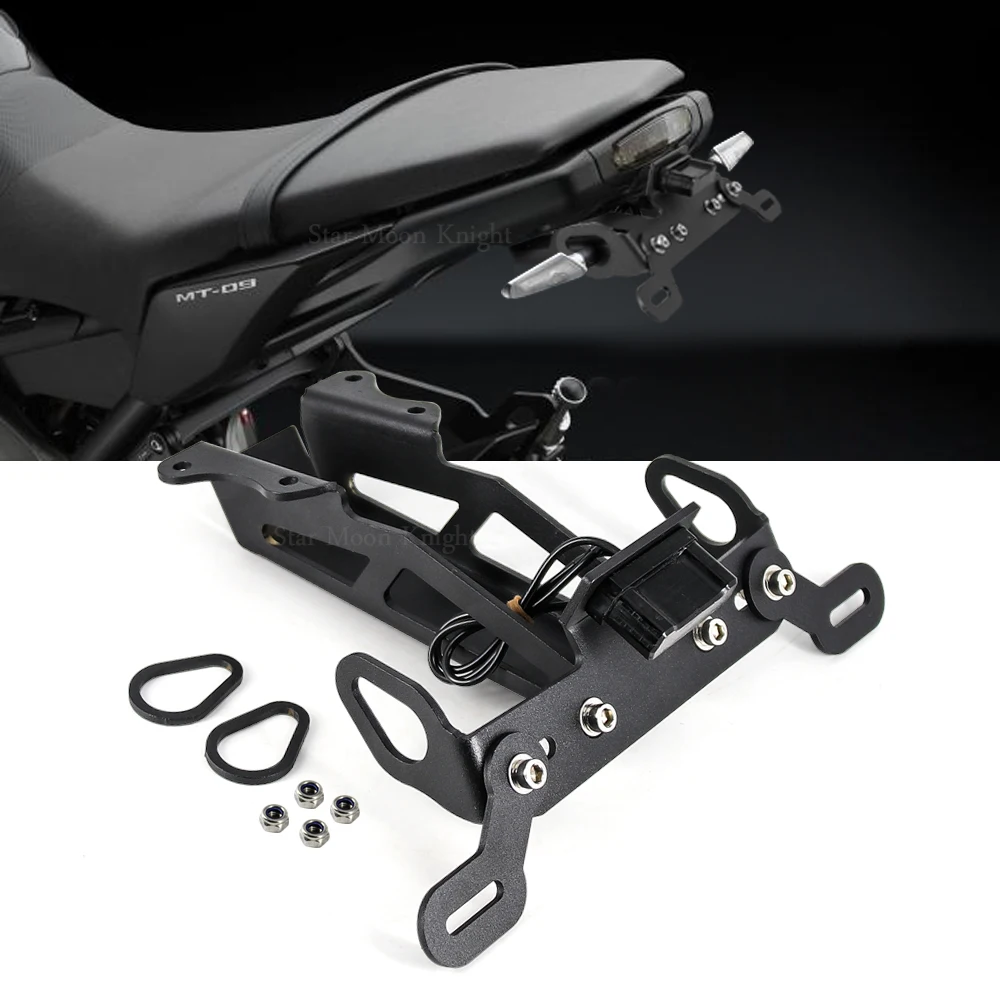 

Держатель номерного знака мотоцикла, рамка для крыла, кронштейн для крепления, светодиодный светильник для YAMAHA MT-09 MT09 MT 09 Tracer 900 FJ-09 FJ09 2015-