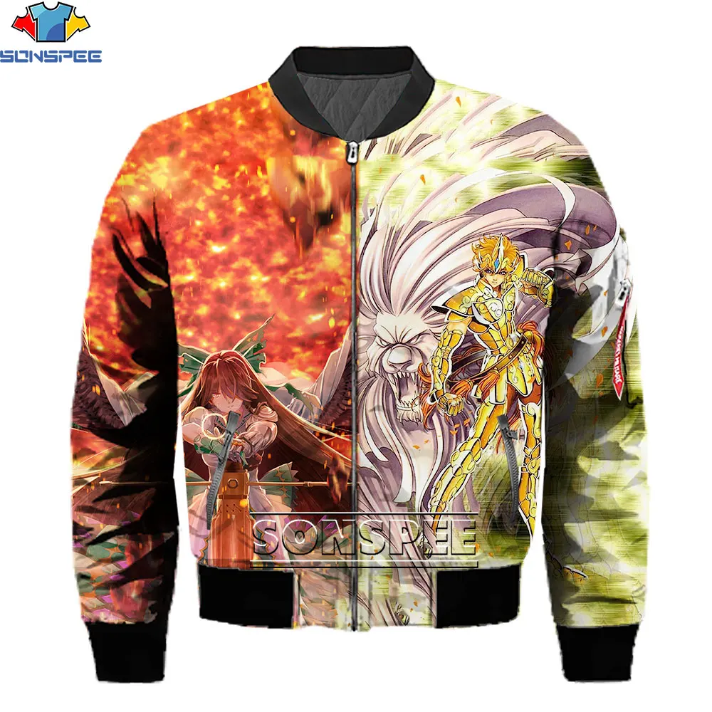 

SONSPEE New 3D Printed Design Anime Saint Seiya & TouHou Stitching Style Jacket Men Woman Jacket Autumn and Winter Harajuku Top