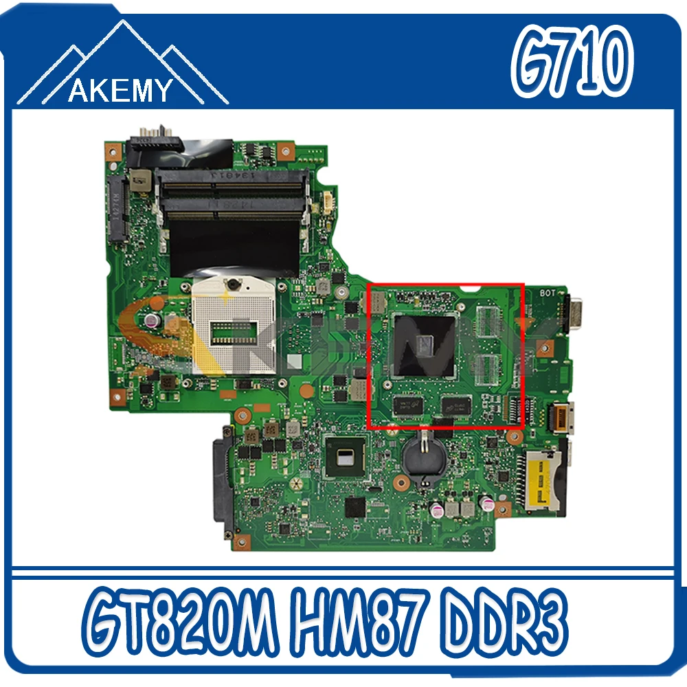 

Материнская плата Akemy для ноутбука Lenovo G710, Пельменная 02, материнская плата MIAIN, PGA947, GT820M, HM87, DDR3 100%, тест ОК