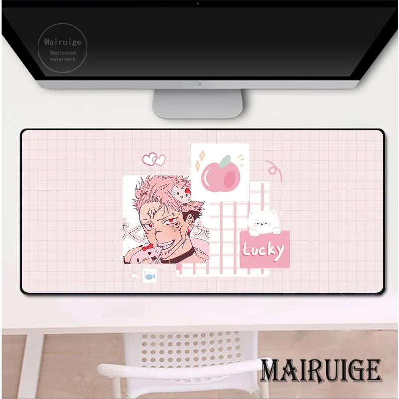 

Anime Jujutsu Kaisen Gaming Large Rubber Cute Pink Girly Mouse Pad Computer Mousepads XXL Lock Edge Mause Pad Keyboard Desk Mat