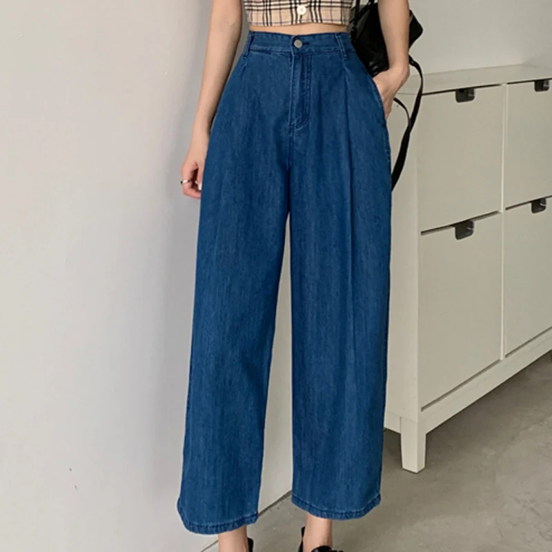 

Джинсы Alien Kitty женские свободные, стильные брюки из денима с широкими штанинами, Повседневная Уличная одежда, прямые брюки с высокой талией, ...