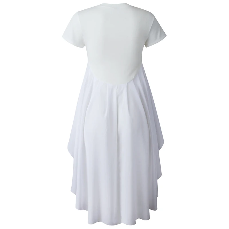 

Women Top Summer 2020 O-Neck Short Sleeve Front Short Back Long Swallowtail Wild Casual Office Lady Fashion Blouse Shirt SJ6526C