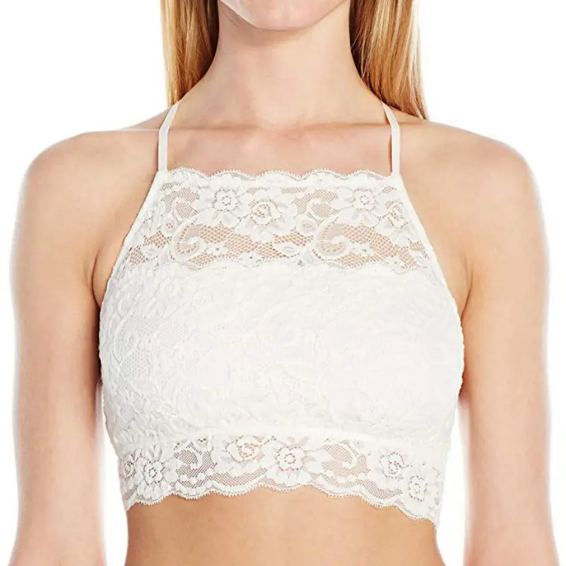 

Sexy Women Elastic Cage Lace Tank Tops Bra Bustier fashion back cross hollow out female top