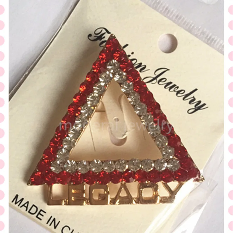 Двухцветные треугольные брошь Legacy 45*45 мм DST red clear Стразы отворот ювелирные