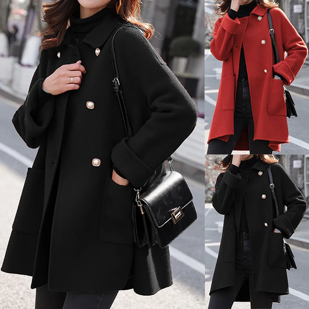 

Vogue Fashion Woman Plus Size Long Wool Coat Elegant Blend Coats Slim Female Long Coat Outerwear Jacket Female Slim Fit