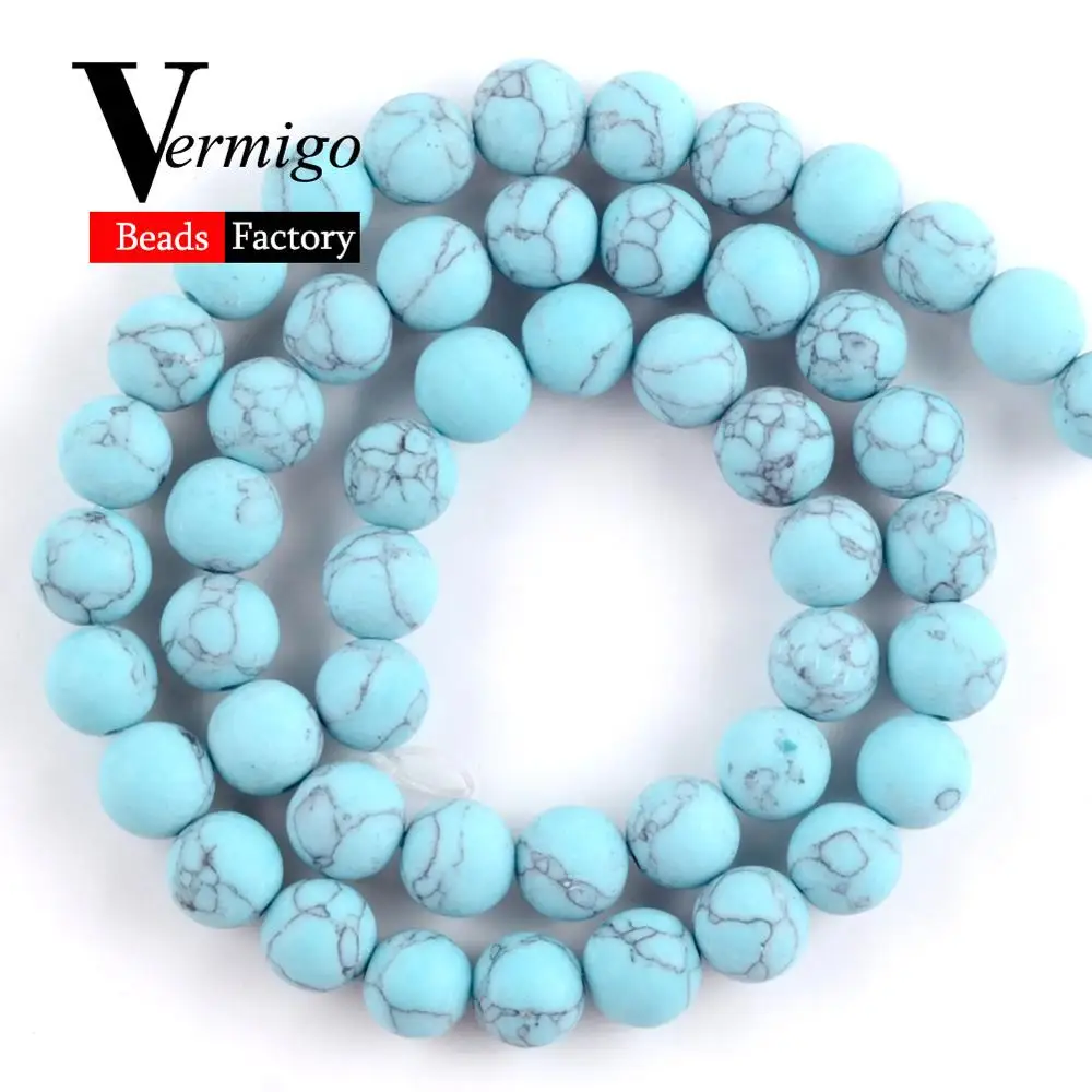 Blue Turquoise Натуральный тусклый отполированный Агаты тигровый глаз Нефы круглые каменные бусины для спейсеры для украшений Бусины 4-12 мм Diy ожерелье браслет 15'' - Цвет: Blue Turquoise