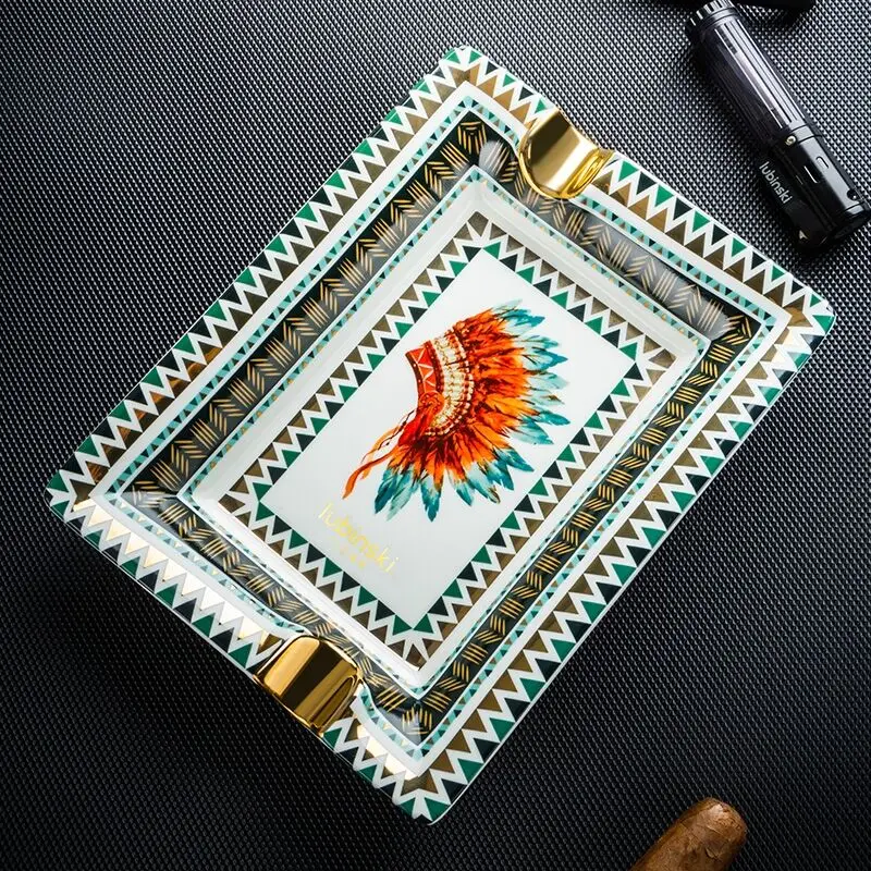 

Porcelain Cigar Ashtray Smoking Accessories Classic Designs Ceramic Trays Decorative Gift For Boyfriend Cigar Holder Tobacco