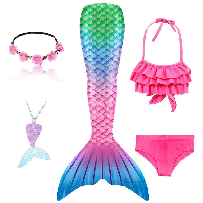 5 шт./компл. купальник с хвостом Русалочки для девочек детский костюм косплей