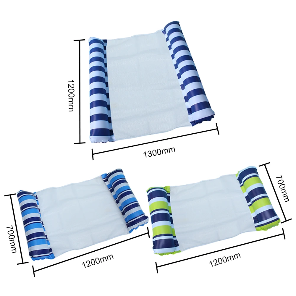 

Reclining PVC Water Hammock Striped Mesh Inflatable Floating Bed Chair Air Mattress Outdoor Swimming Cushion