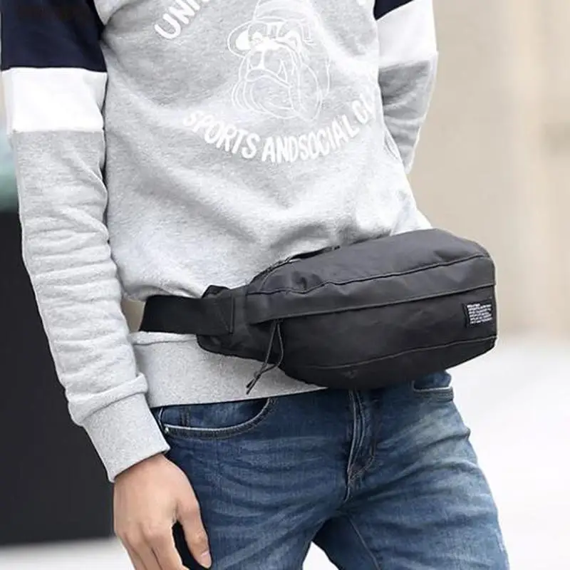 

Top Quality Canvas Phone Pouch Korean Fashion Waist Bags Running Sports Bag Large Black Fanny Pack Sling Belt Bag Mens Chest Bag