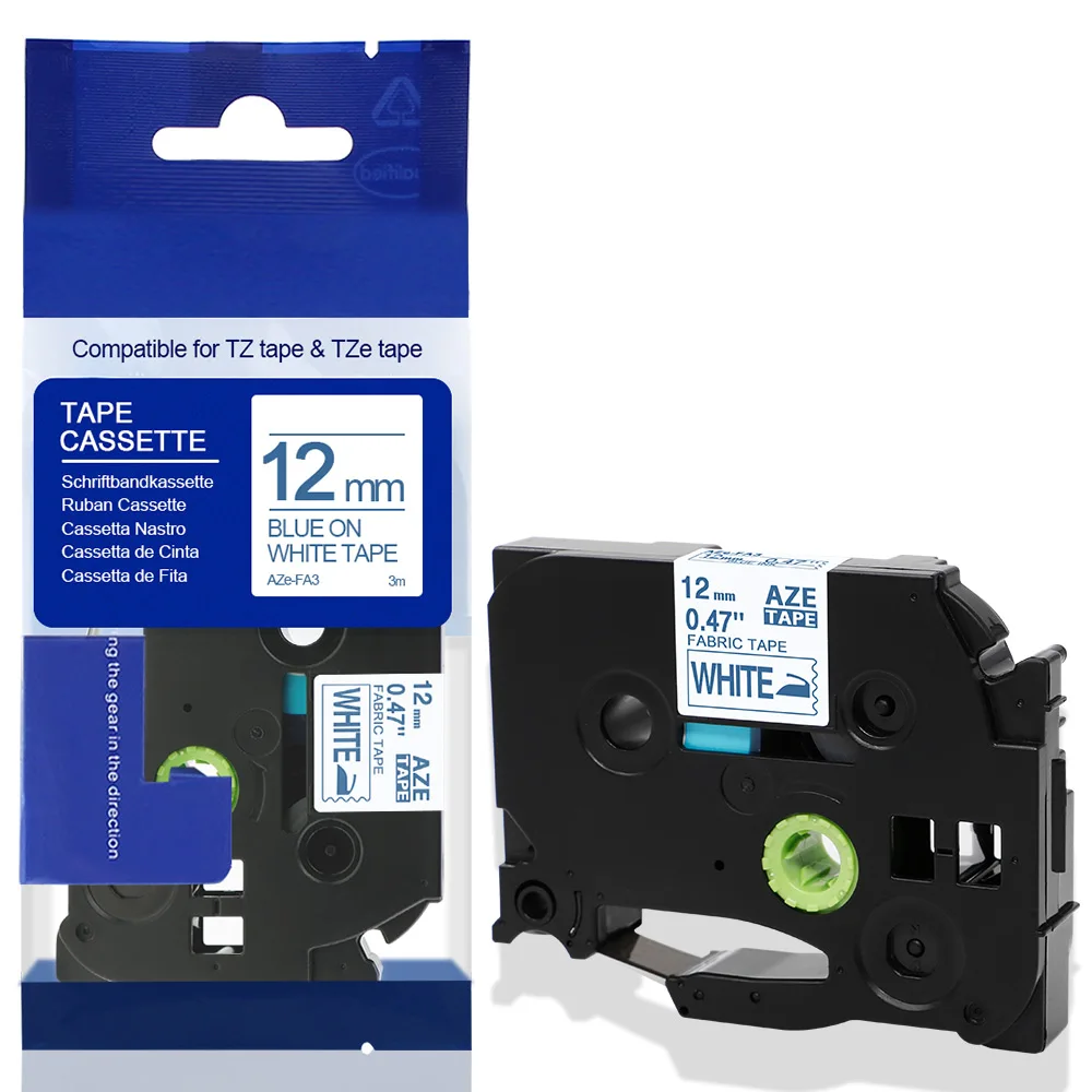 Blue on White TZe-FA3 TZe-FA231 совместимый для Brother P touch тканевая железная лента для этикеток TZeFA3 TZ-FA3 12 мм для Brother P-touch принтер этикеток - Цвет: Blue on White