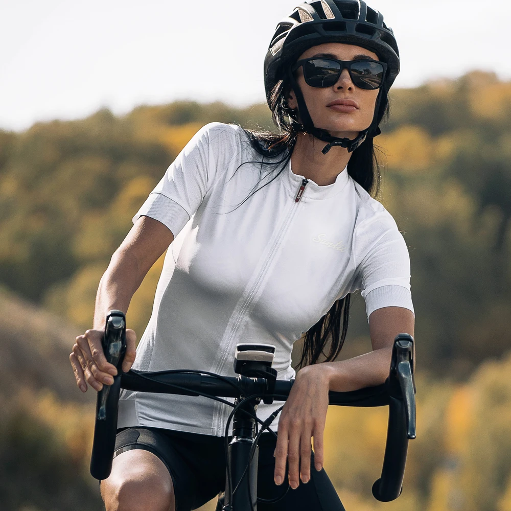 

Женская велосипедная футболка Santic Pro Fit Road MTB, летняя дышащая футболка с коротким рукавом для велосипеда L0C02156