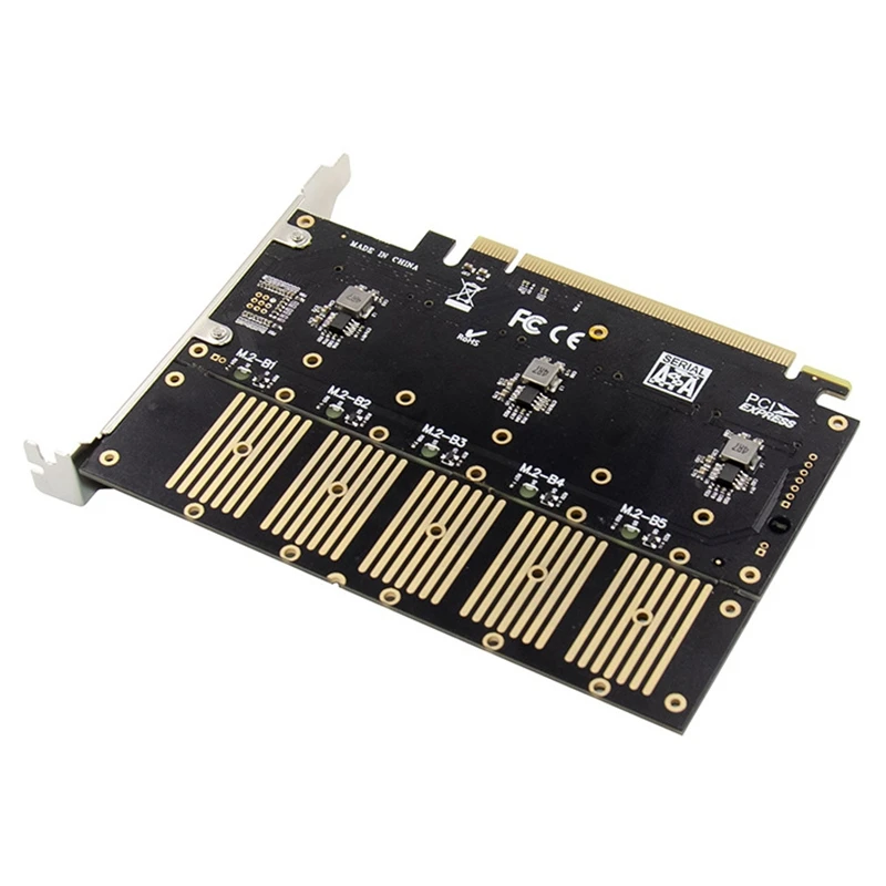 

PCIE 5-Port M.2 SSD Expansion Card Key B NGFF SSD Computer Motherboard Solid State Drive Expansion Card