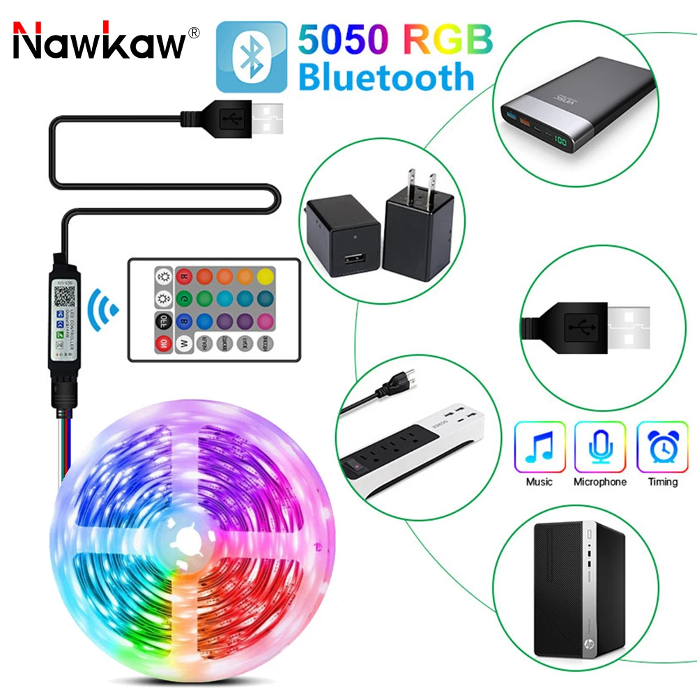 Лента светодиодная Nawkaw RGB 5050 5 В с Bluetooth | Освещение