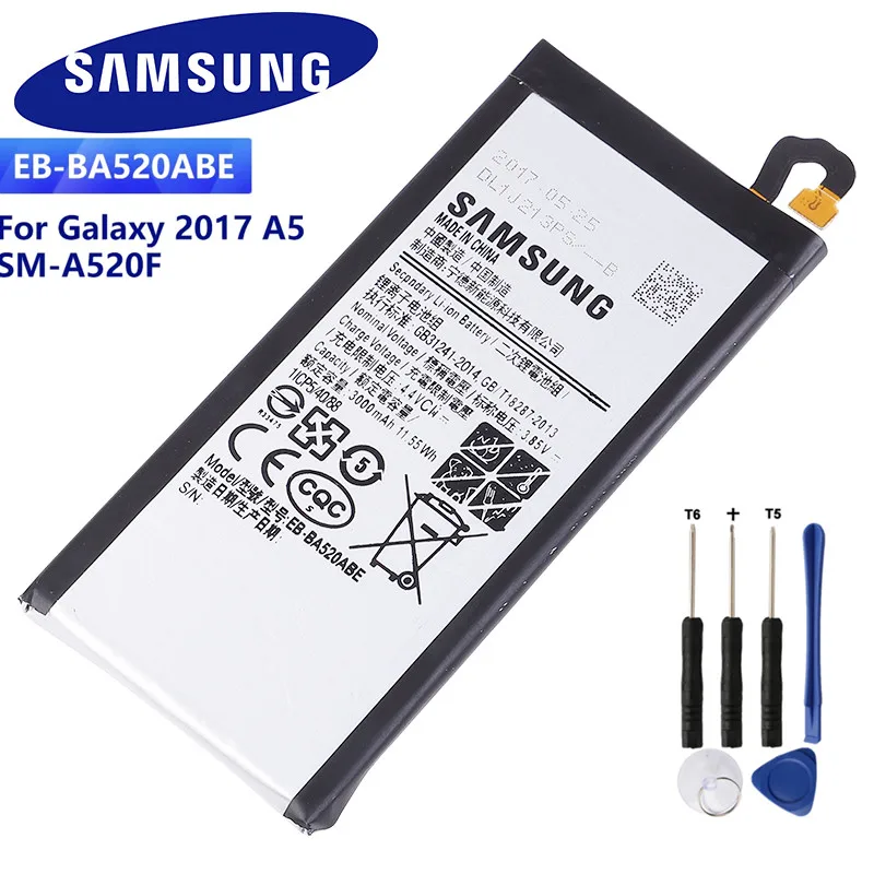 Оригинальный аккумулятор Samsung EB-BA520ABE 3000mAh для Galaxy A5(2017) A520 A520F | Мобильные телефоны