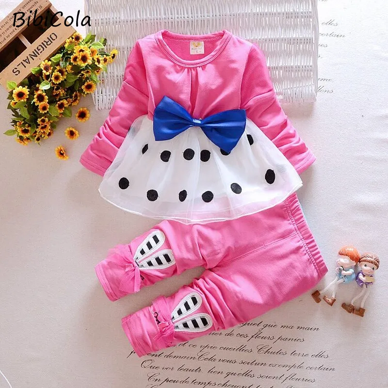 Комплект одежды для малышей BibiCola футболка с цветочным принтом и штаны в полоску