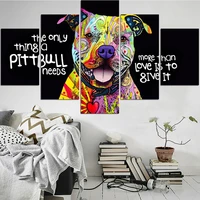 5 pieces wall art canvas painting graffiti dogs animal posters home decoration modular pictures modern living room dropshipping