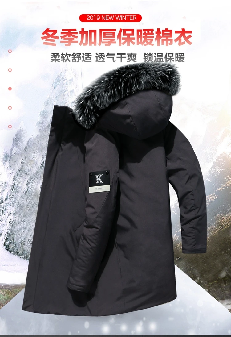 Winter Men jacket Casual Faux Fur Collar Long Thick Parkas Jacket Coat Men Outwear Hooded Pockets Waterproof Jackets Parka Men