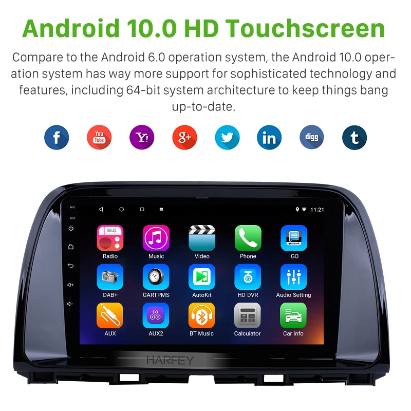 Автомагнитола Harfey 2Din на Android 10 0 9 дюймов для 2012 2013 2014 2015 Mazda сенсорный экран