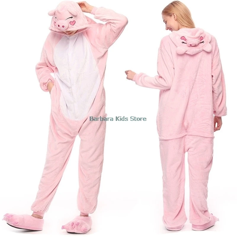 Пижама-комбинезон в виде Свинки для взрослых и мужчин фланелевая одежда сна