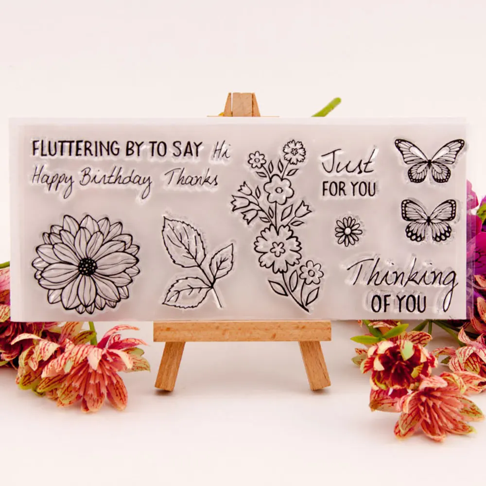 

Various Flower Decorative Clear Stamps for Card Making Decoration and DIY Scrapbooking T1659 Flower Butterfly
