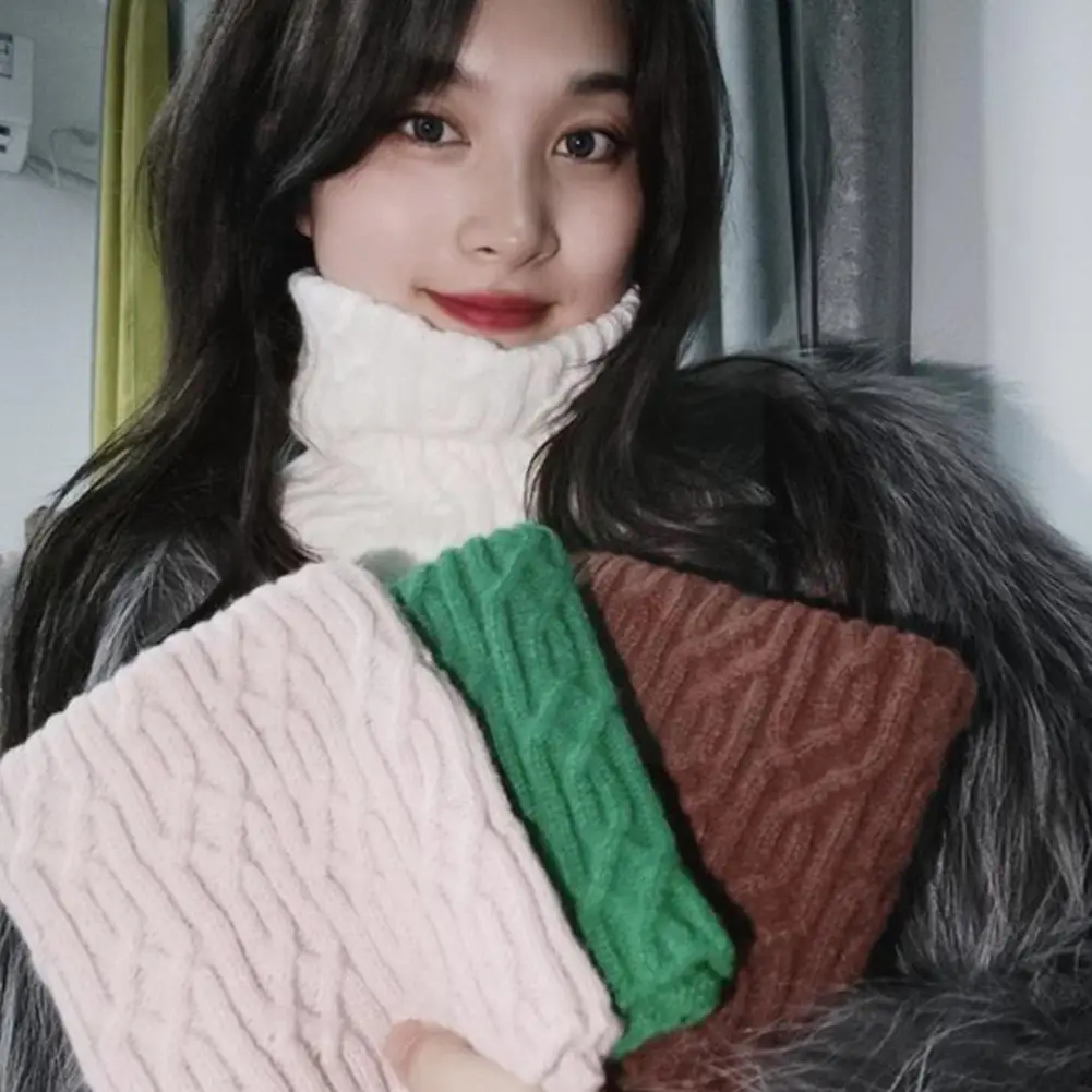 

Вязаный фальшивый воротник шарф деревянный эластичный съемный воротник шарф защита зимний теплый ветрозащитный шарф для шеи W9z0