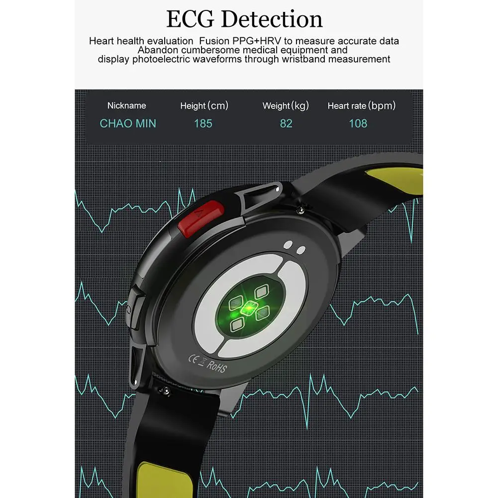 Смарт-часы для мужчин ЭКГ монитор сердечного ритма кровяное давление SPO2