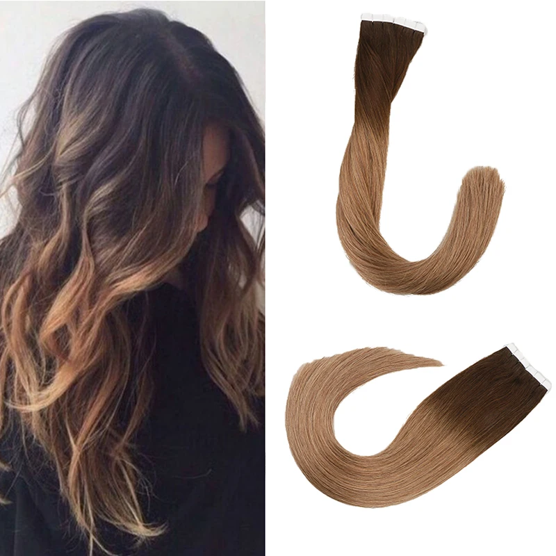 

Toysww Adhesive European Remy Human Hair Tape Hair Extensions 20pcs 40pcs Ombre Balyage Colors Skin Weft Straight Hair