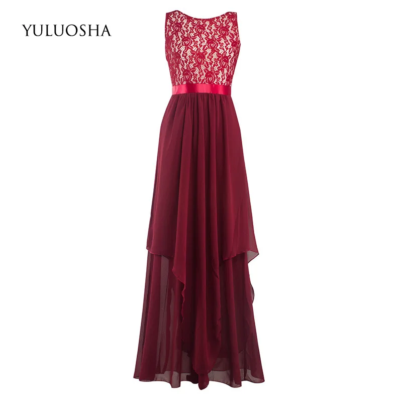 YULUOSHA сексуальные кружевные приталенные вечерние платья с круглым вырезом без