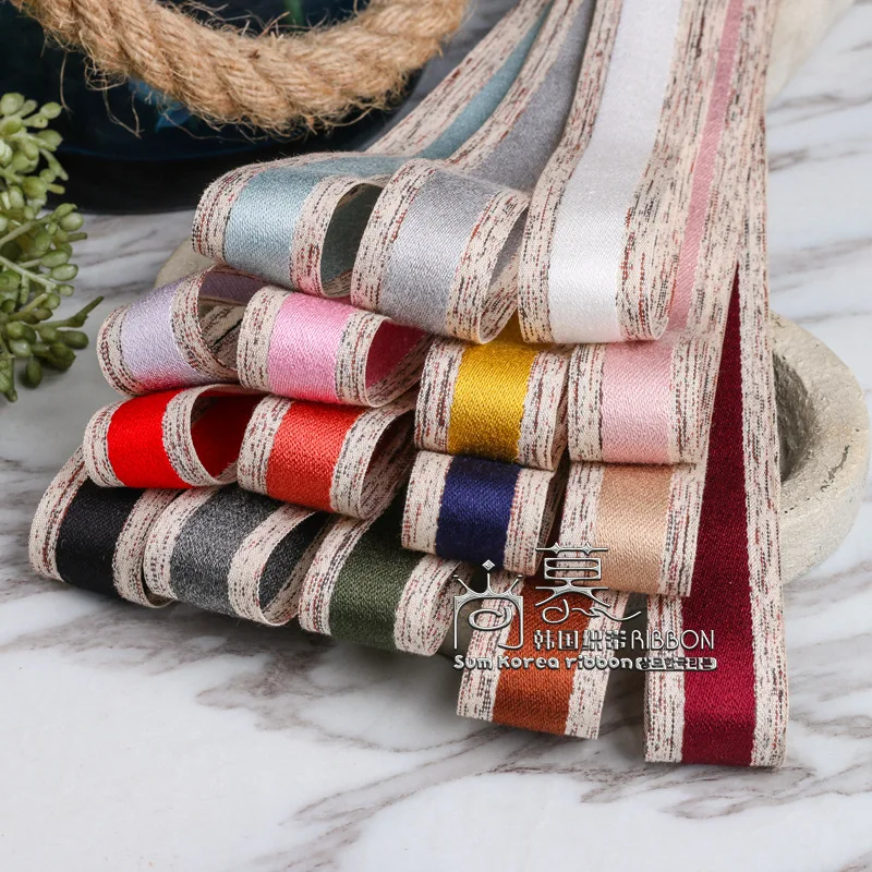 

50/100yards 10 16 25 40mm wood texture edge polyester cotton ribbon for girl hair bow accessories gift packing bow supplies