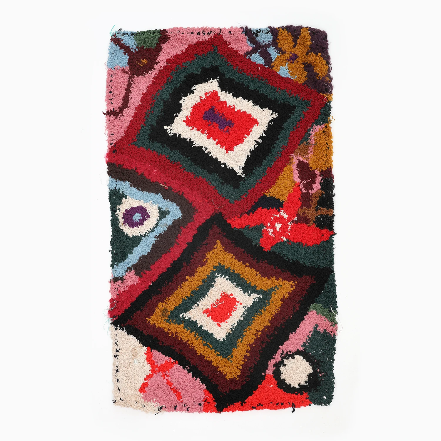 구매 모로코 손 니트 카펫 침대 옆 그라운드 매트 수제 코튼 태피스트리 기하학적 디자인 카펫 침실 홈 섬유 장식