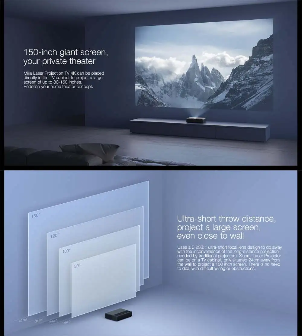 Xiaomi MJJGTYDS01FM 2 Гб 16 Гб MIUI tv Laser HDR tv 4K китайская версия bluetooth WiFi 3D Система домашнего кинотеатра английский интерфейс