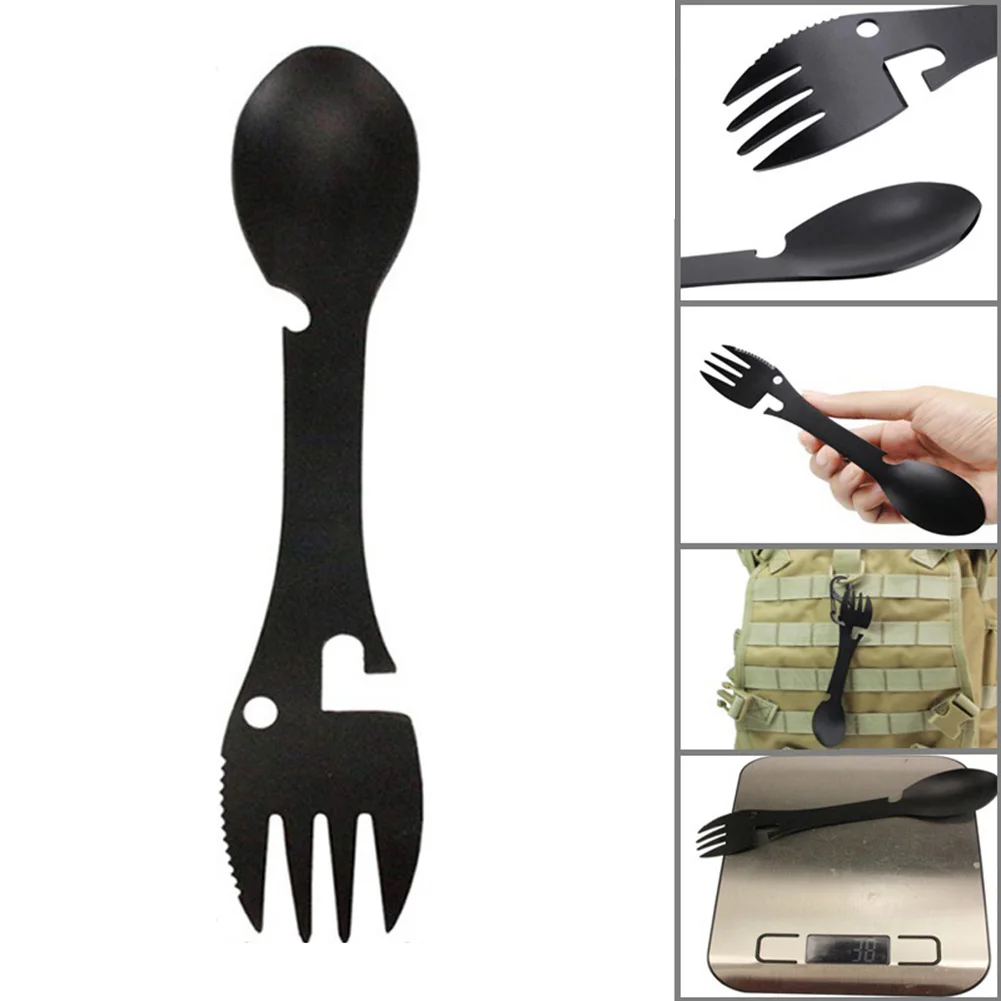 

5 In 1 Multifunction Outdoor Tools 18 X 3.5 Cm Spoon Fork Opener Can Opener Camping Cooking Tableware Outdoor Survival Kit