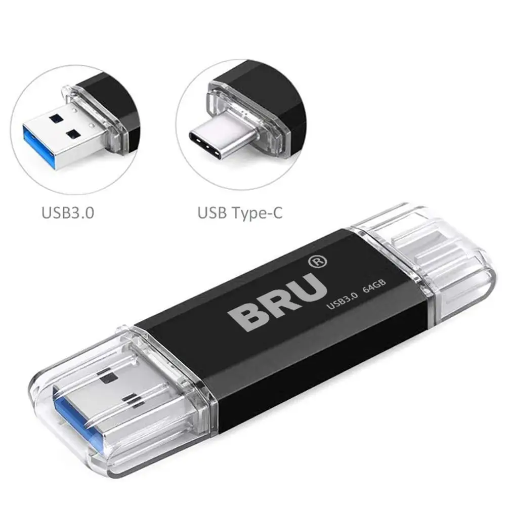 BRU OTG флешка Usb 3,0 флеш-накопитель type-c высокоскоростной флеш-накопитель Usb флешка 16g 32g 64gb 128gb Логотип на заказ
