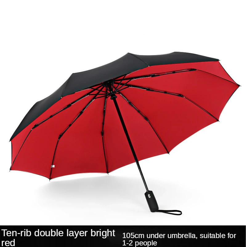 

Double Layer Windproof Women Automatic Umbrella Female Male Ten Bone Three Folding Men Umbrella Big Rain Business Parasol