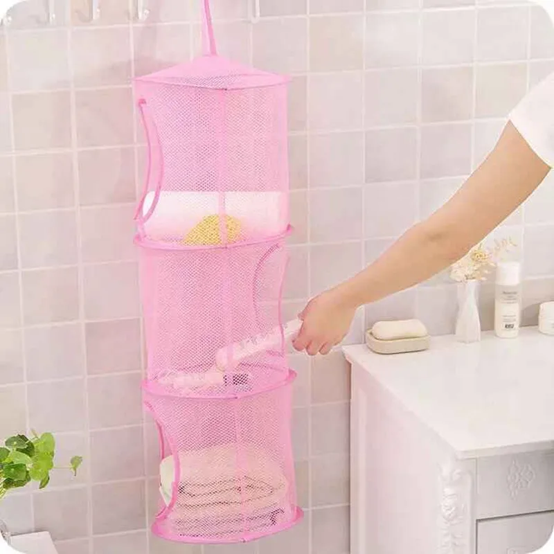 

3 Shelf Hanging Storage Net Organizer Bag Bedroom Door Wall Closet Organizers